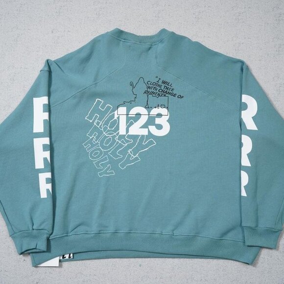 RIVINGTON ROI REBIS Lettering T Shirt Blue Long Sleeve - Picture 5 of 6